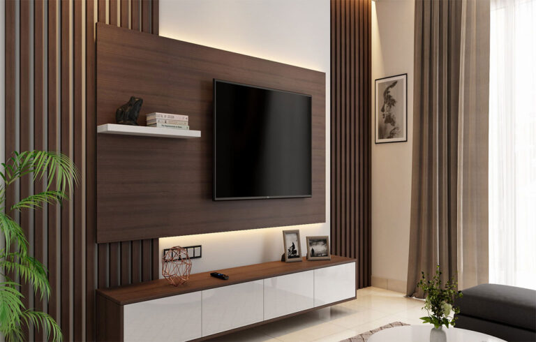 Elegancka ściana z telewizorem w salonie – styl i funkcjonalność
