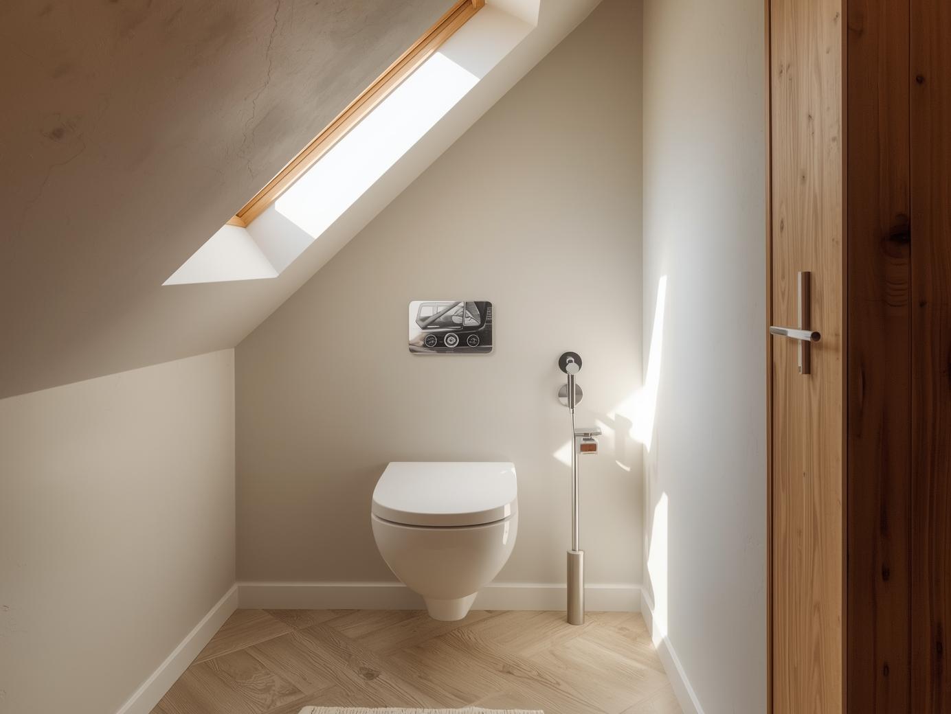 wc pod ścianą ze skosem